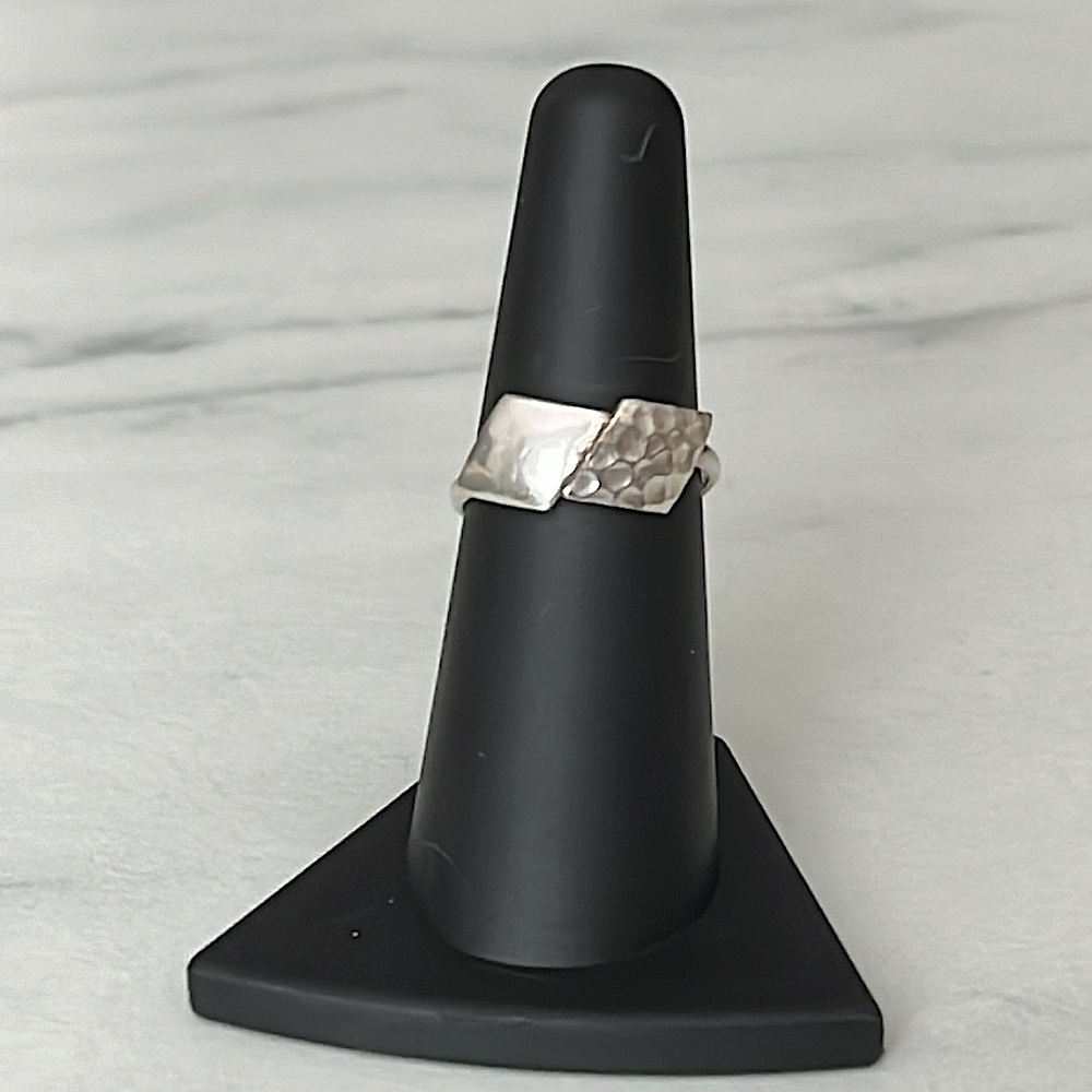 Artisan Minimalist Hammered Sterling Silver Ring Size 7